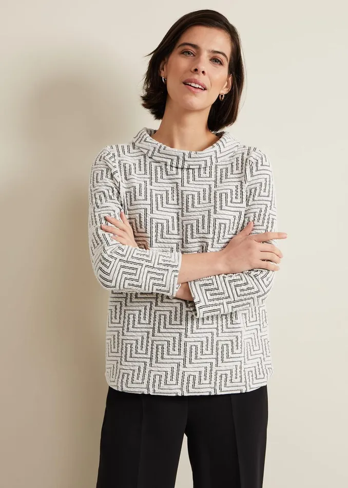 Women Phase Eight Tops and TShirts Rena Textured Top Ivoryblack