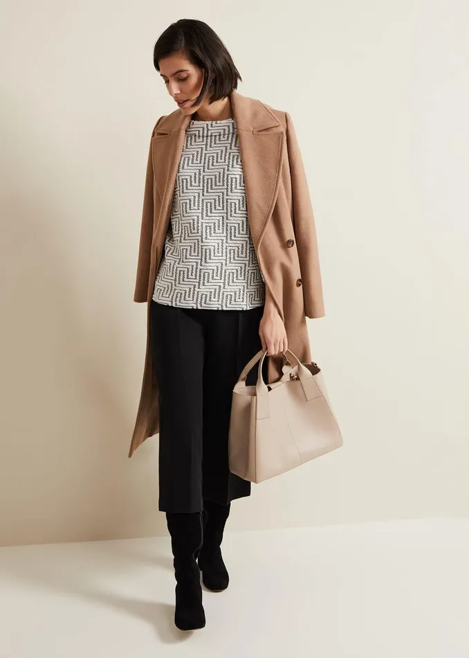 Women Phase Eight Tops and TShirts Rena Textured Top Ivoryblack