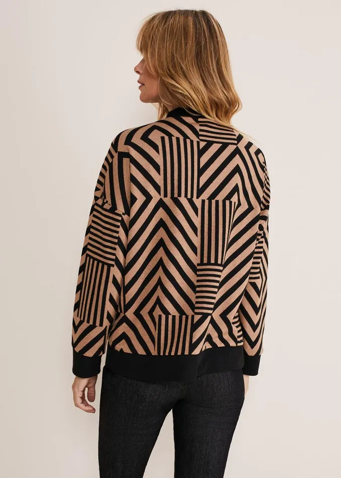 Women Phase Eight Tops and TShirts Renatta Patched Geo Jacquard Top Camelblack