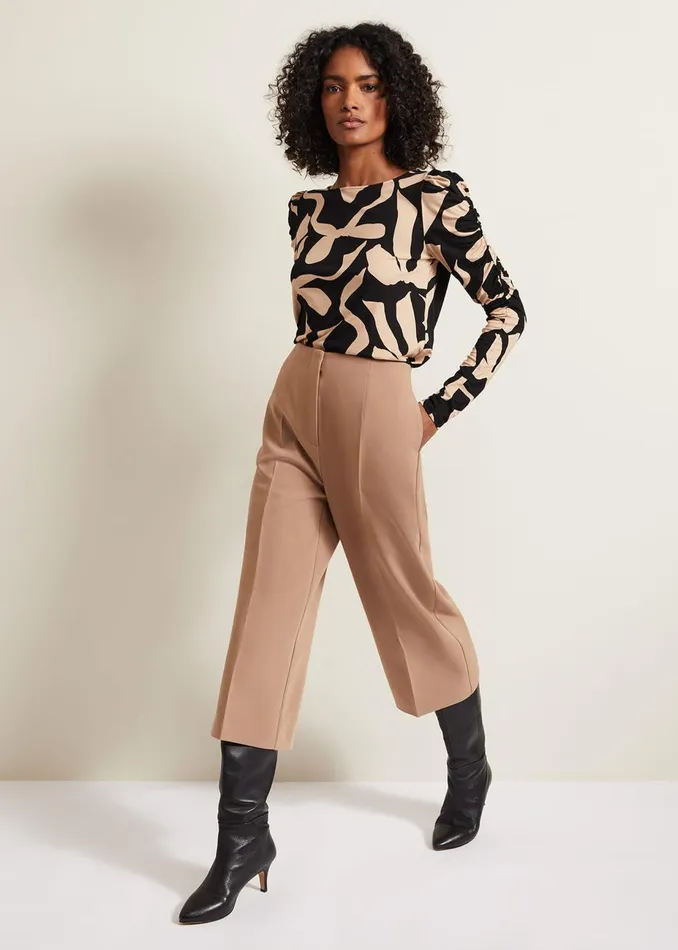 Women Phase Eight Tops and TShirts Rosalita Bow Print Top Neutral