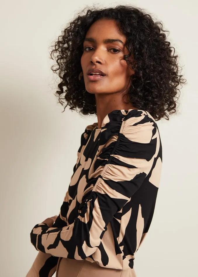 Women Phase Eight Tops and TShirts Rosalita Bow Print Top Neutral
