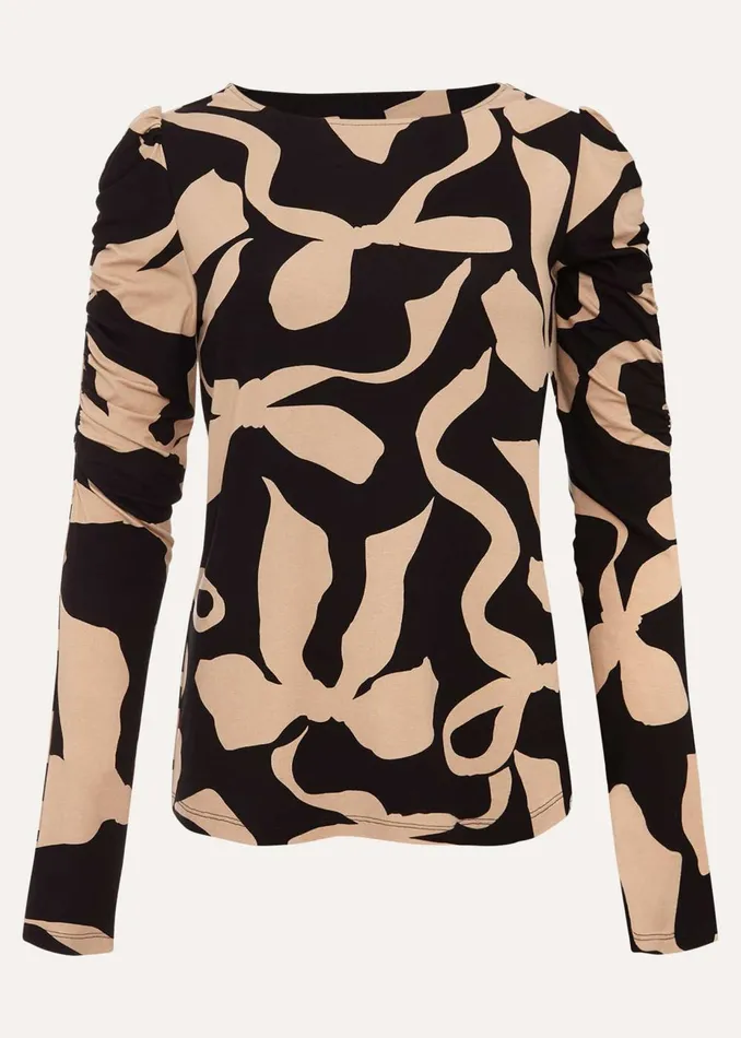 Women Phase Eight Tops and TShirts Rosalita Bow Print Top Neutral