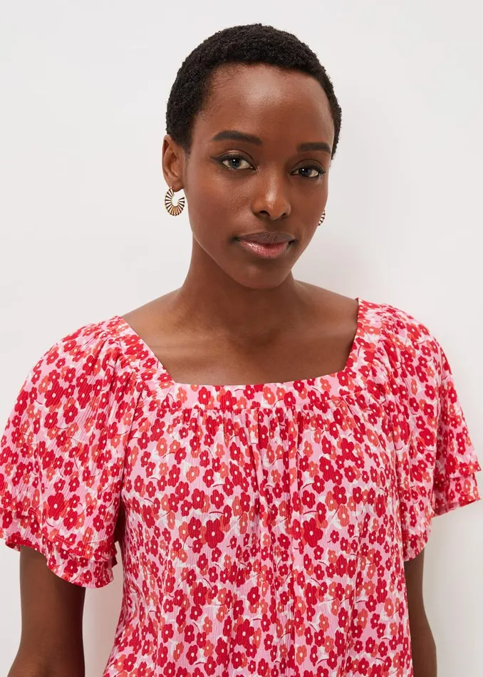 Women Phase Eight Tops and TShirts Saffy Floral Square Neck Top Multicoloured