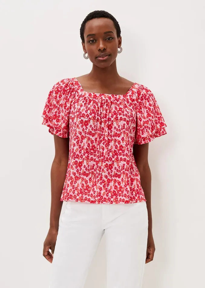 Women Phase Eight Tops and TShirts Saffy Floral Square Neck Top Multicoloured