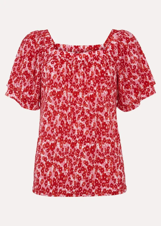 Women Phase Eight Tops and TShirts Saffy Floral Square Neck Top Multicoloured