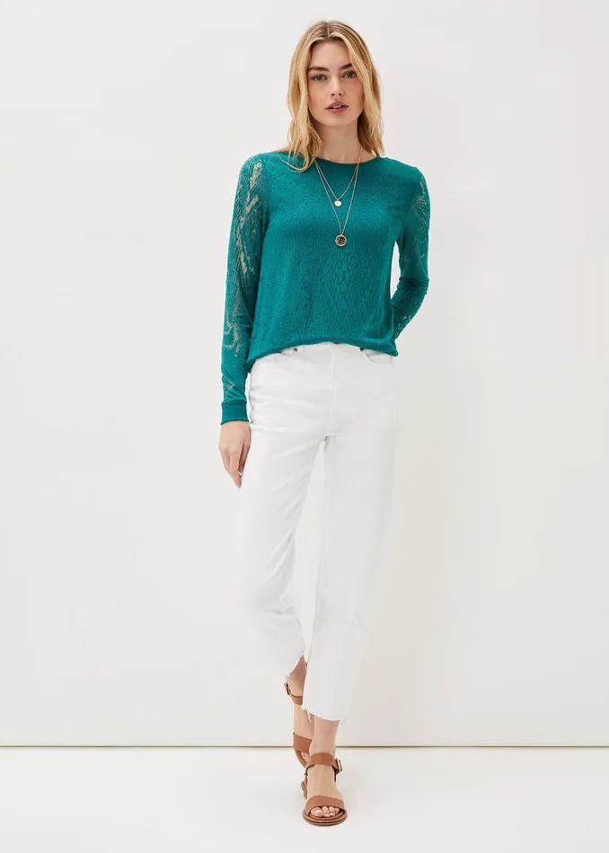 Women Phase Eight Tops and TShirts Sakuro Burnout Top Teal
