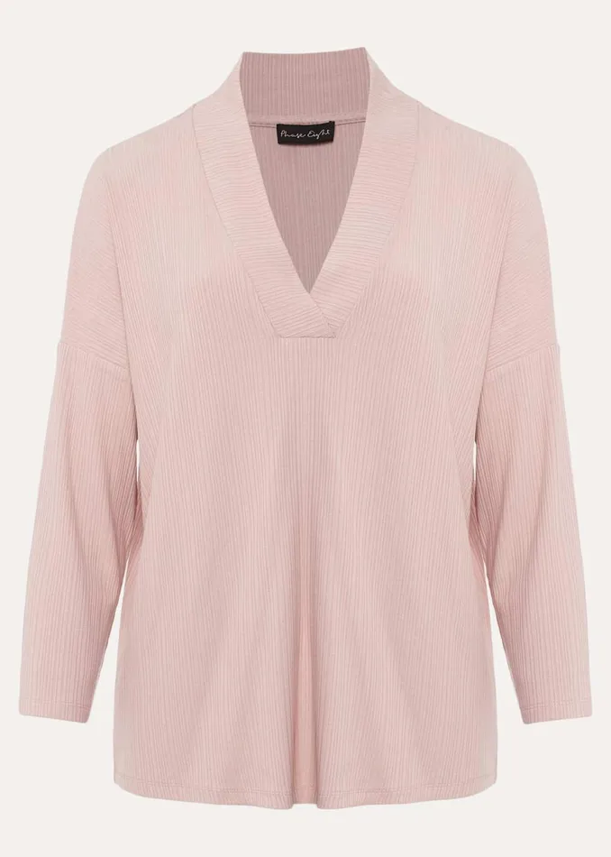 Women Phase Eight Tops and TShirts Shellie Textured V Neck Top Dusty Rose
