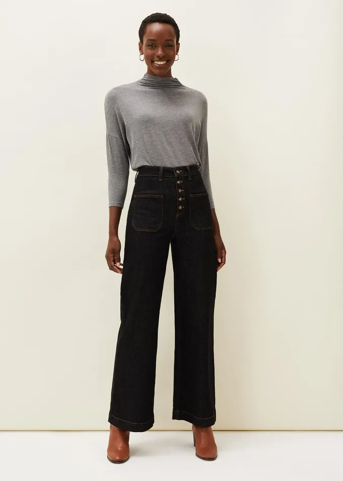 Women Phase Eight Tops and TShirts Shiloh Roll Neck Jersey Top Grey