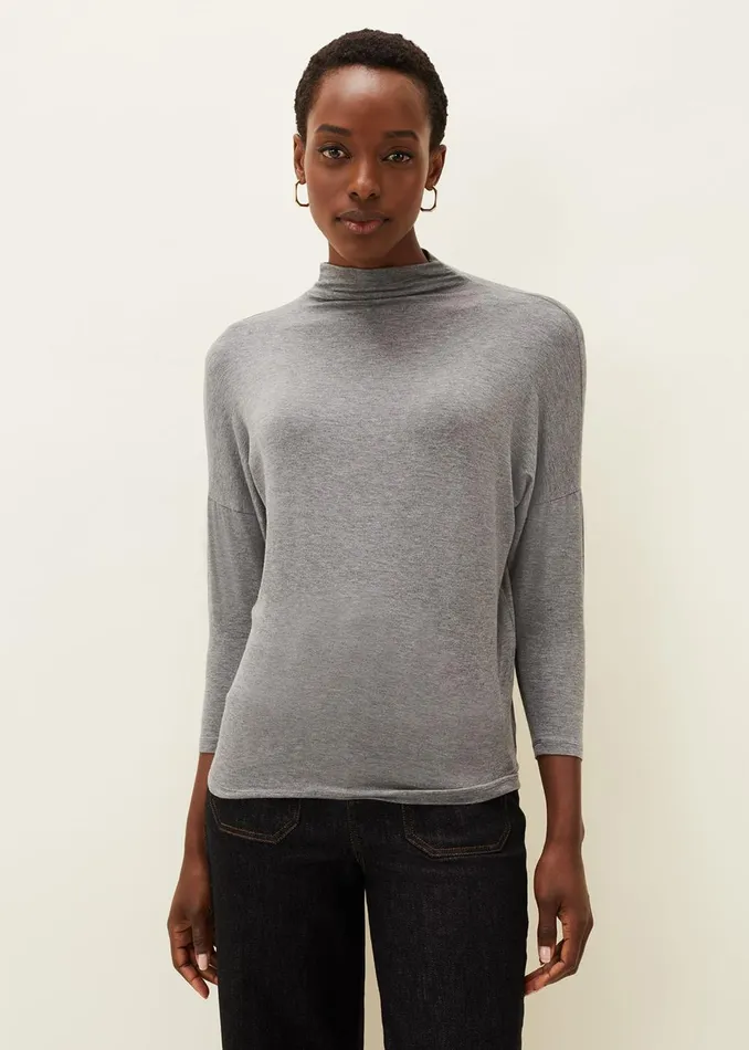 Women Phase Eight Tops and TShirts Shiloh Roll Neck Jersey Top Grey