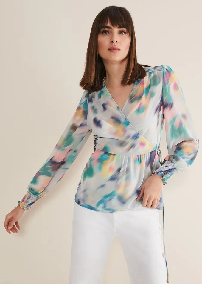 Women Phase Eight Tops and TShirts Sonya Printed Wrap Blouse Multicoloured