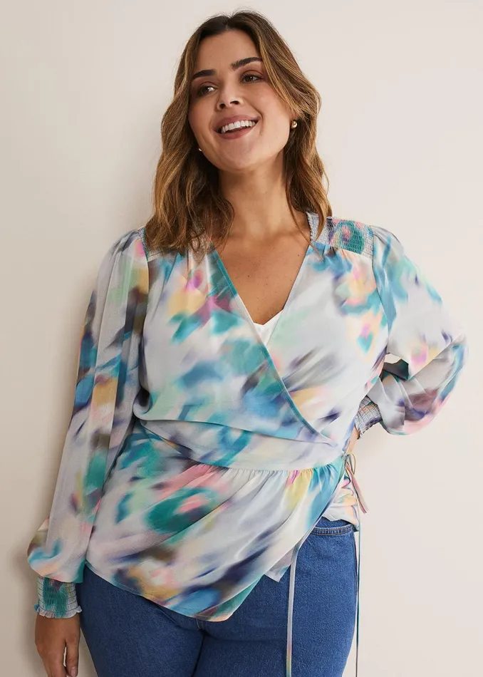Women Phase Eight Tops and TShirts Sonya Printed Wrap Blouse Multicoloured