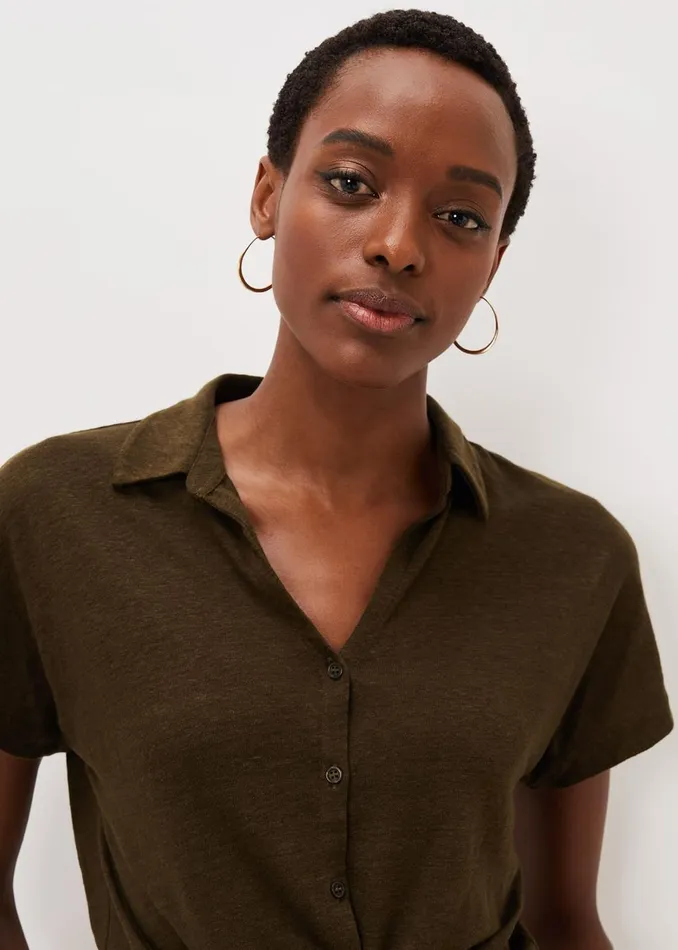 Women Phase Eight Tops and TShirts Tracey Tie Hem Shirt Khaki
