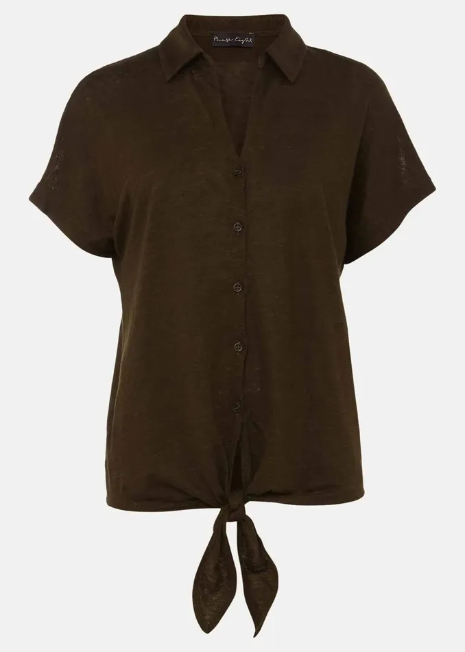 Women Phase Eight Tops and TShirts Tracey Tie Hem Shirt Khaki