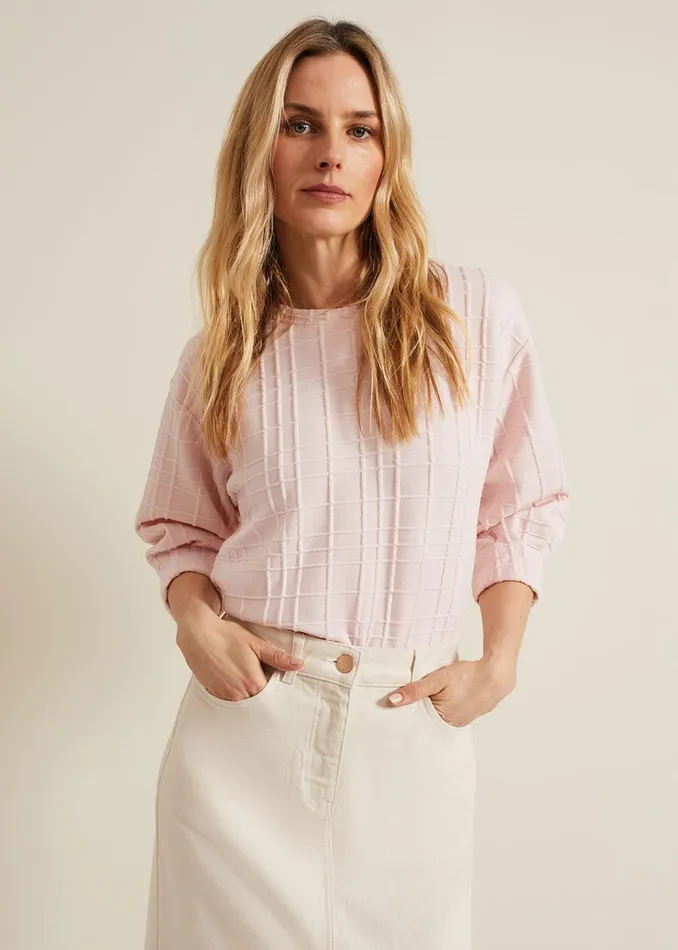 Women Phase Eight Tops and TShirts Tracy Check Textured Top Pink