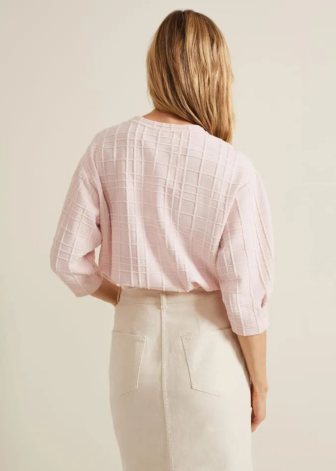 Women Phase Eight Tops and TShirts Tracy Check Textured Top Pink