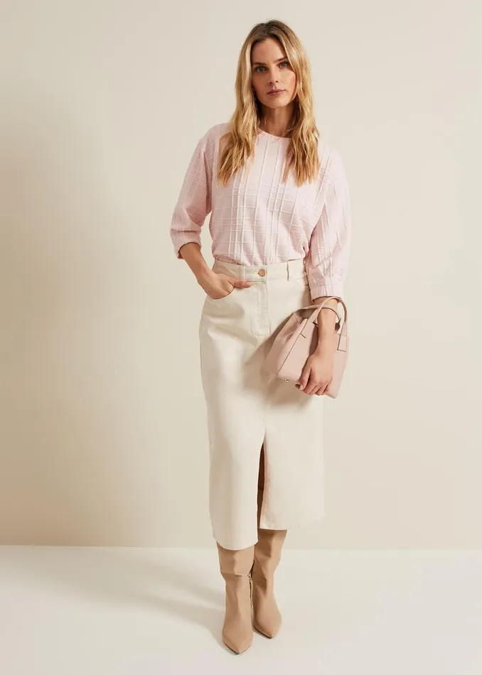Women Phase Eight Tops and TShirts Tracy Check Textured Top Pink