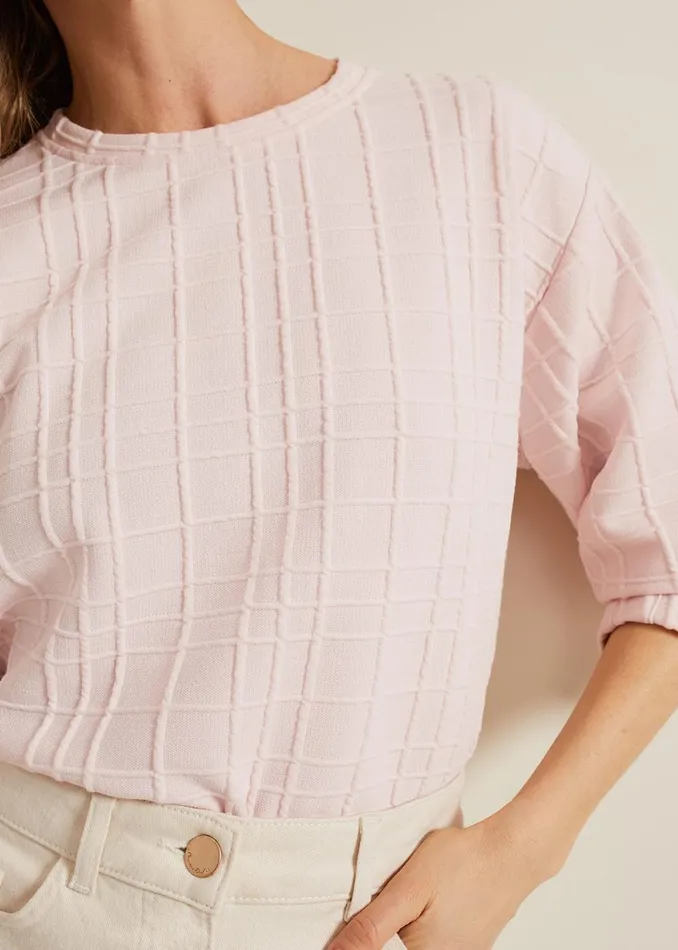 Women Phase Eight Tops and TShirts Tracy Check Textured Top Pink