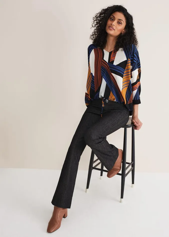 Women Phase Eight Tops and TShirts Tzara V Neck Top Blackmulti