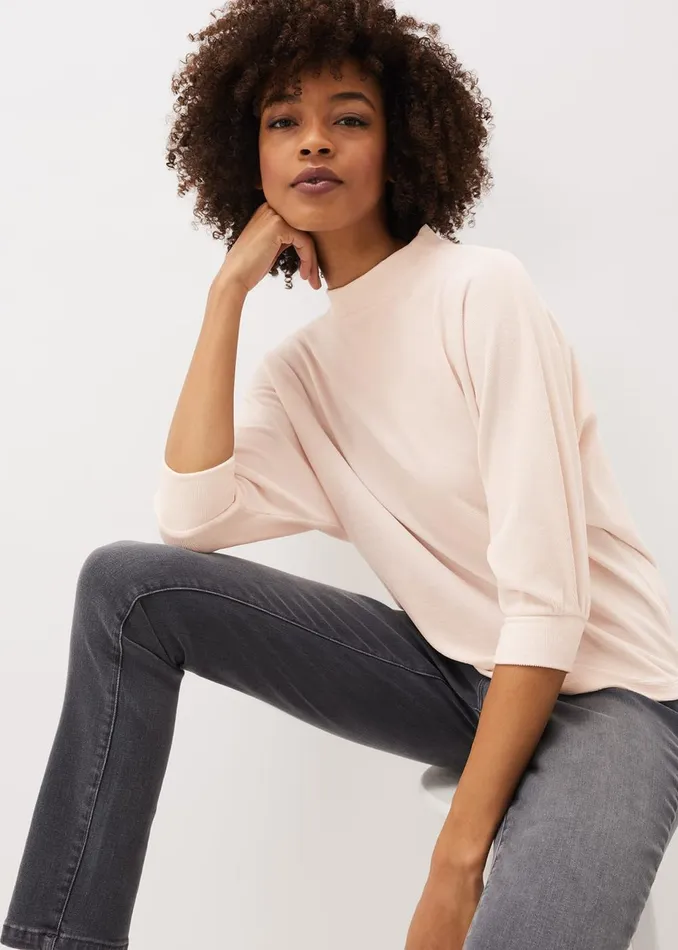 Women Phase Eight Tops and TShirts Vivvie Velvet Ribbed Top Soft Pink