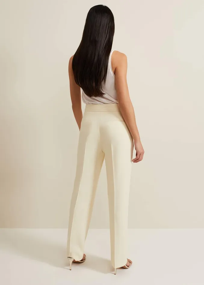Women Phase Eight Trousers Alexis Pleat Waistband Suit Trouser Yellow
