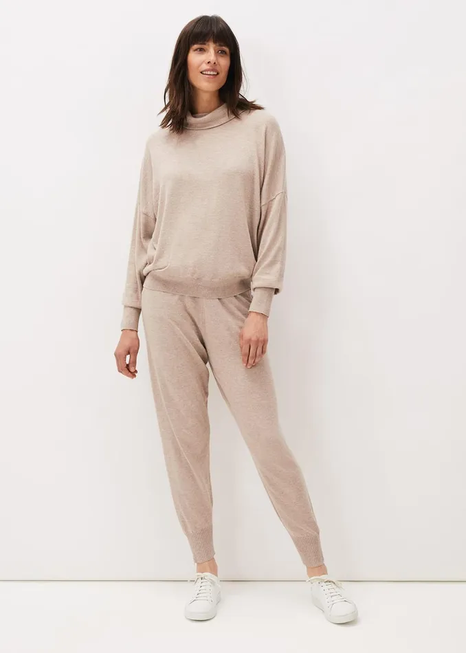 Women Phase Eight Trousers Alice Knitted CoOrd Joggers Mocha