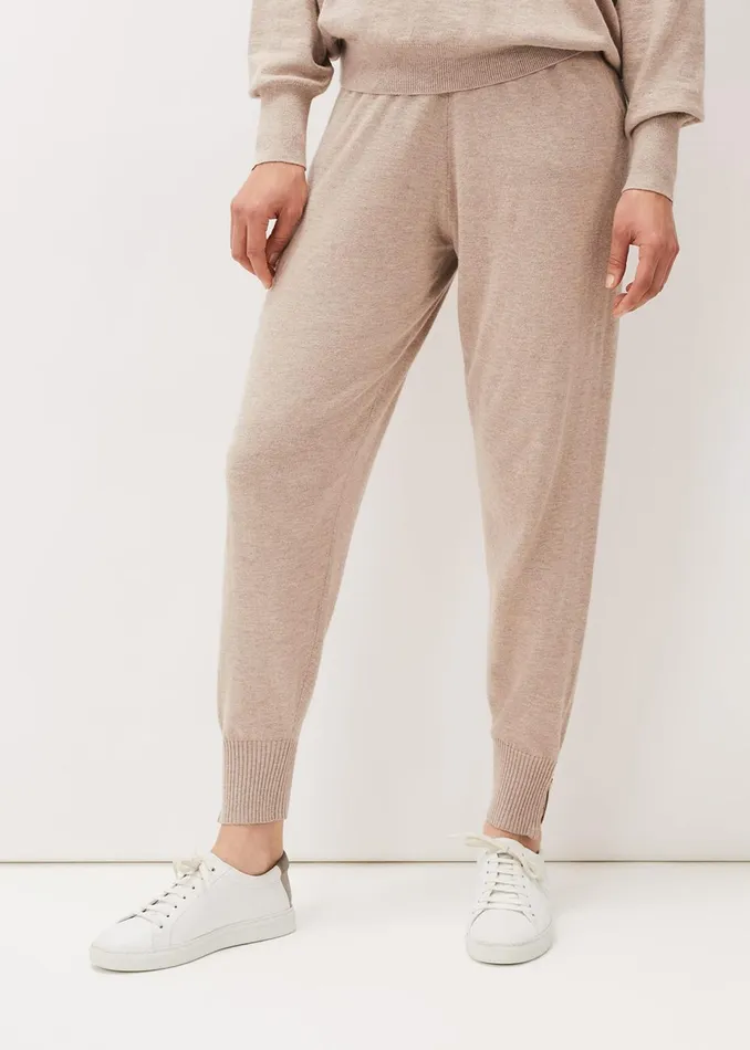 Women Phase Eight Trousers Alice Knitted CoOrd Joggers Mocha
