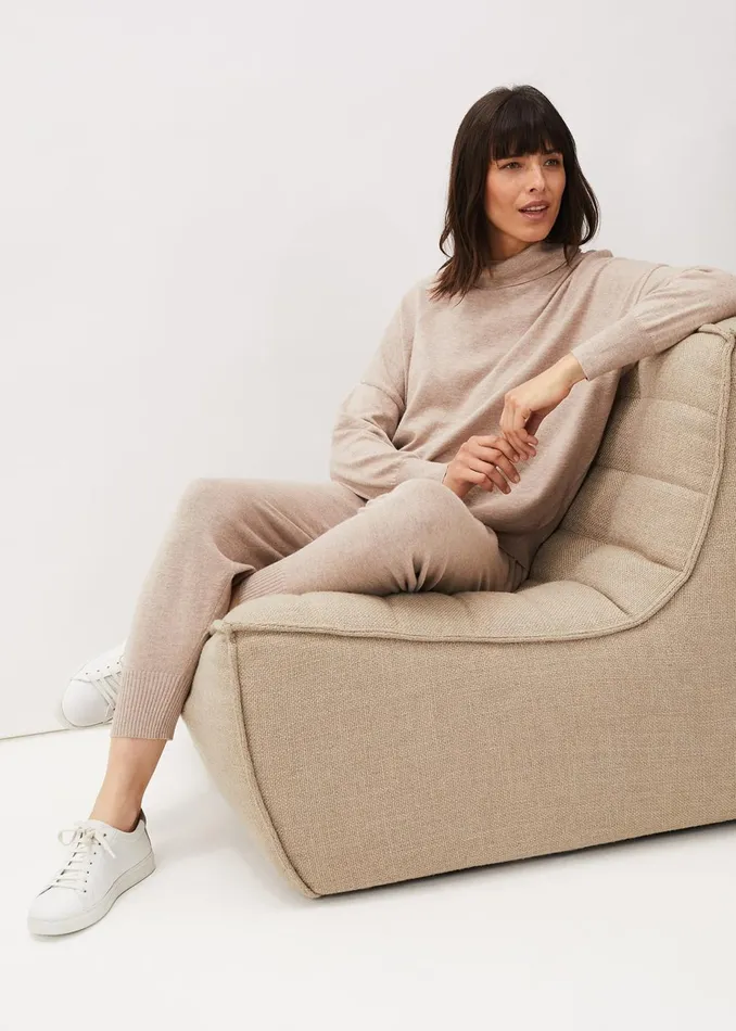 Women Phase Eight Trousers Alice Knitted CoOrd Joggers Mocha