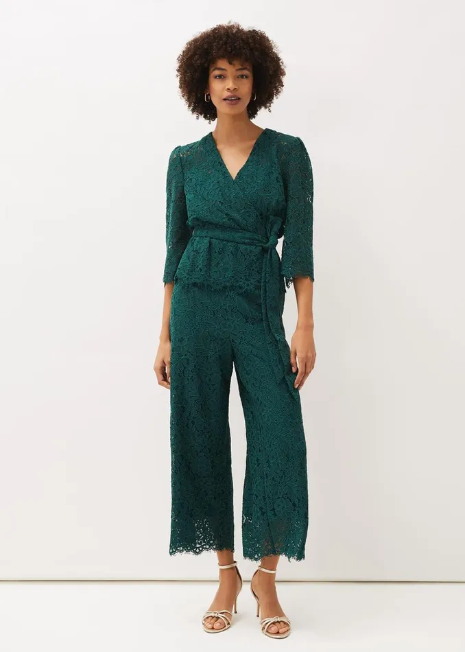 Women Phase Eight Trousers Aliza Lace CoOrd Trousers Pine
