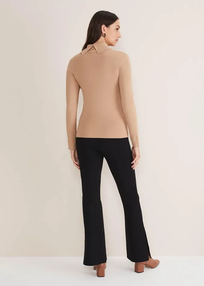 Women Phase Eight Trousers Ara Side Split Bootcut Ponte Trouser Black