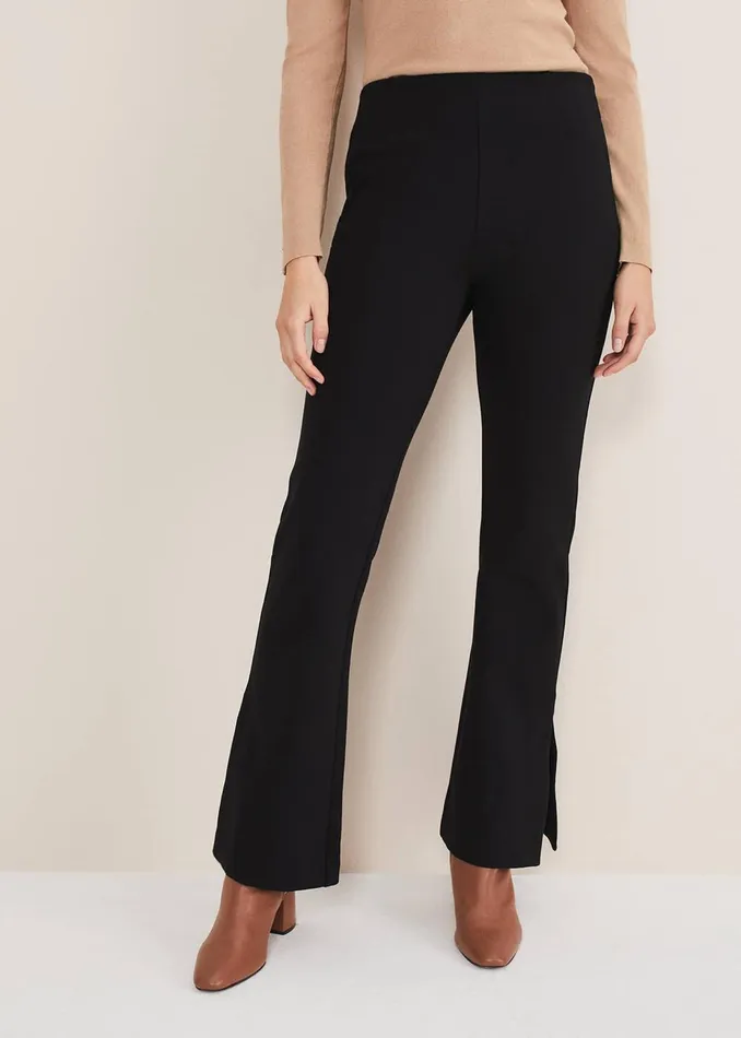 Women Phase Eight Trousers Ara Side Split Bootcut Ponte Trouser Black