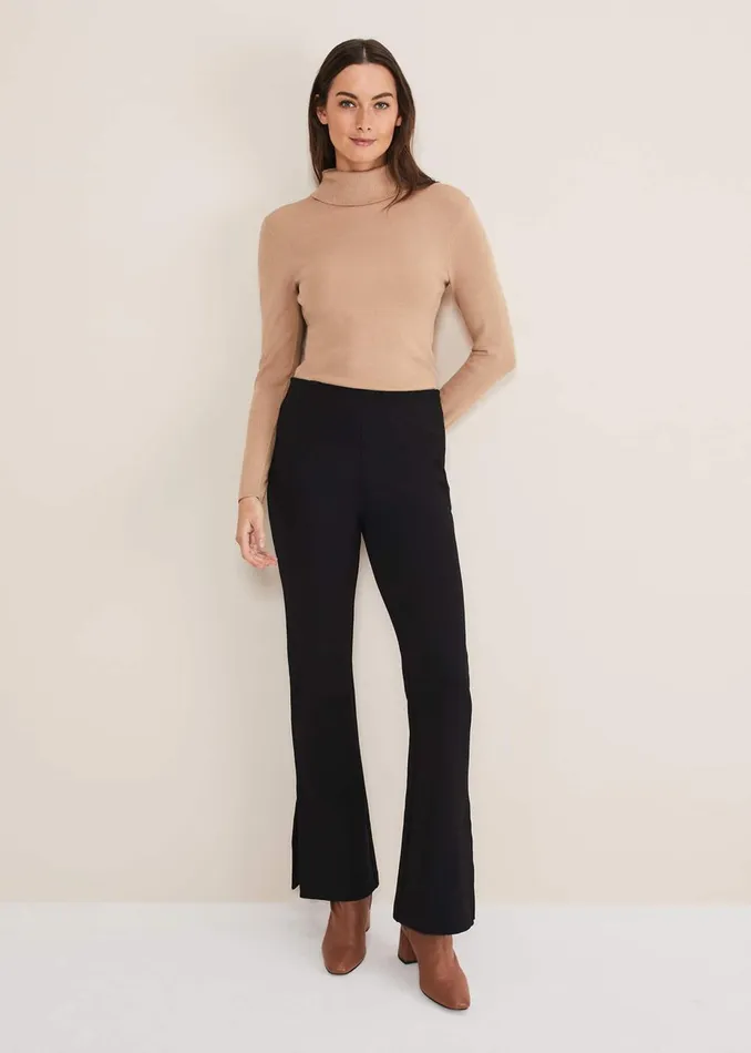 Women Phase Eight Trousers Ara Side Split Bootcut Ponte Trouser Black