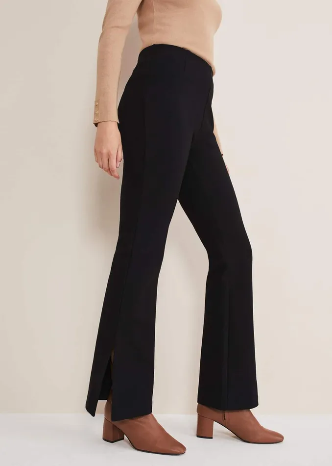 Women Phase Eight Trousers Ara Side Split Bootcut Ponte Trouser Black