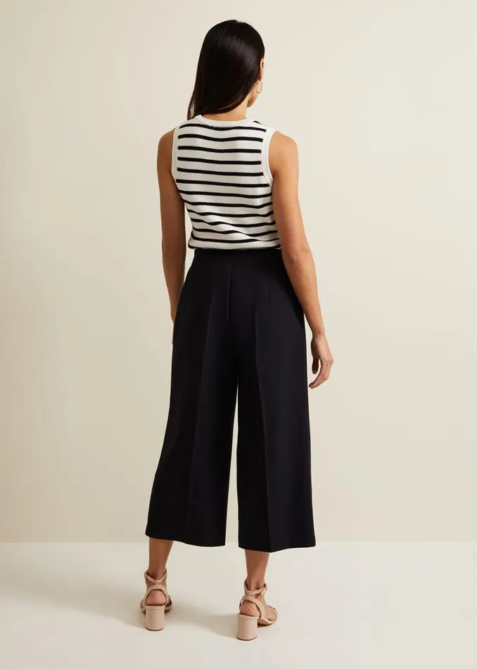 Women Phase Eight Trousers Aubrielle Clean Crepe Culotte Navy
