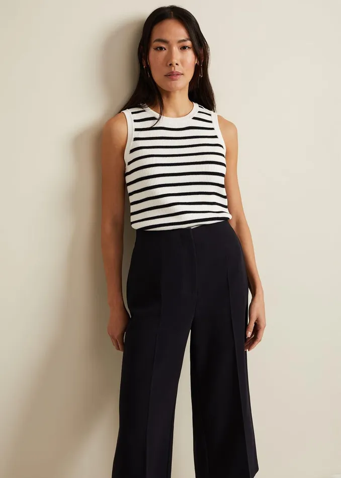 Women Phase Eight Trousers Aubrielle Clean Crepe Culotte Navy