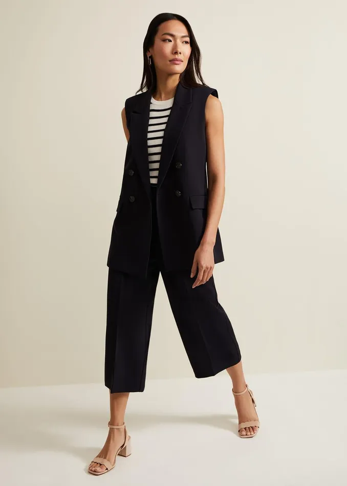 Women Phase Eight Trousers Aubrielle Clean Crepe Culotte Navy
