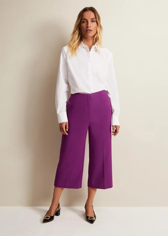 Women Phase Eight Trousers Aubrielle Clean Crepe Culotte Purple