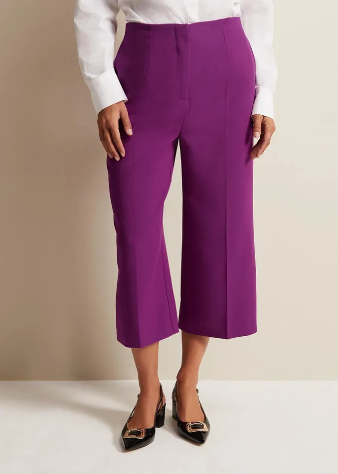 Women Phase Eight Trousers Aubrielle Clean Crepe Culotte Purple