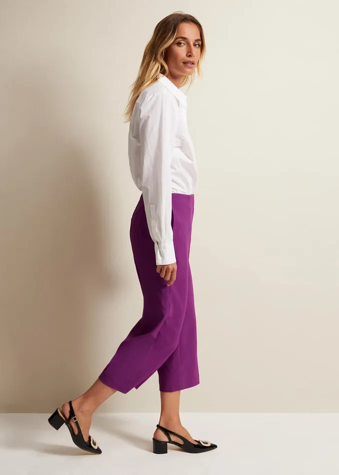 Women Phase Eight Trousers Aubrielle Clean Crepe Culotte Purple
