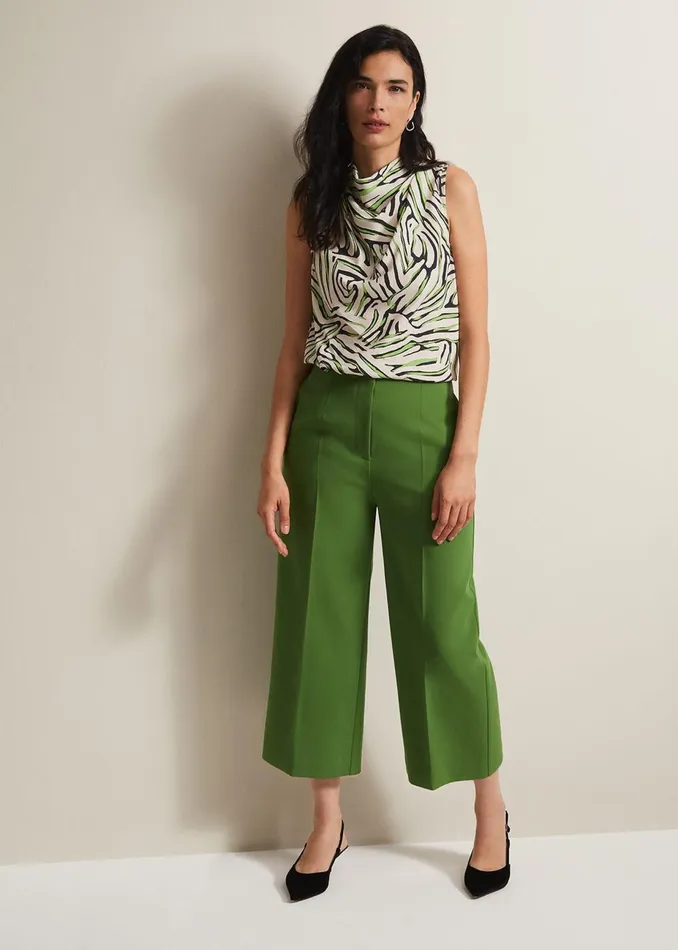 Women Phase Eight Trousers Aubrielle Wide Leg Culottes Green