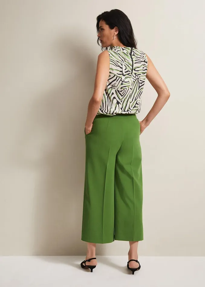 Women Phase Eight Trousers Aubrielle Wide Leg Culottes Green
