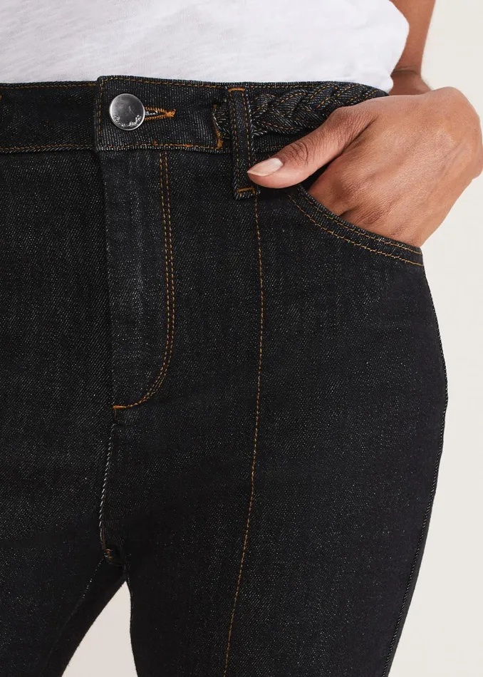 Women Phase Eight Trousers Ayca Topstitch Bootcut Jeans Black