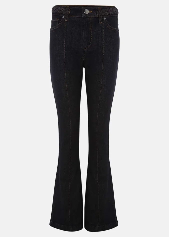 Women Phase Eight Trousers Ayca Topstitch Bootcut Jeans Black