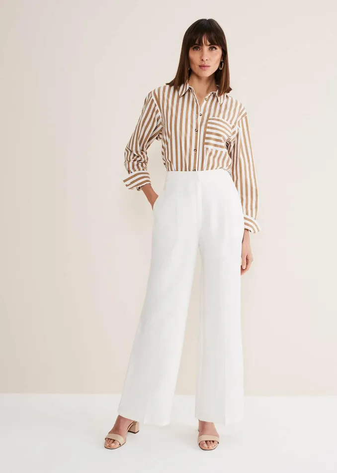 Women Phase Eight Trousers Bianca Wide Leg Suit Trousers Ivory