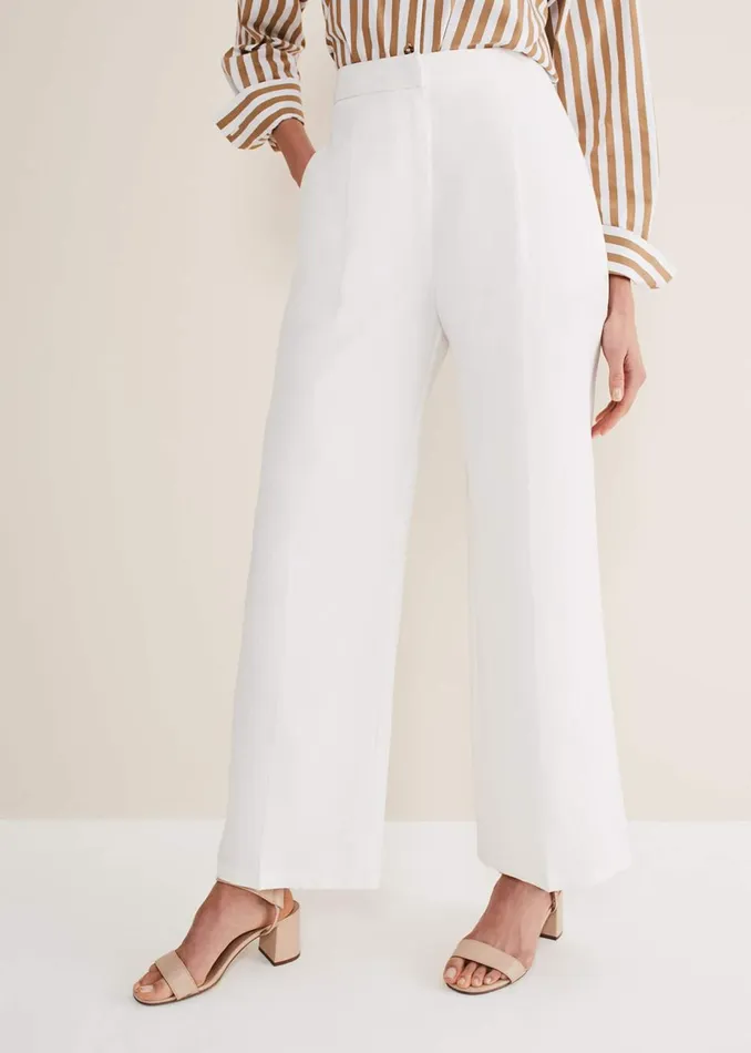 Women Phase Eight Trousers Bianca Wide Leg Suit Trousers Ivory