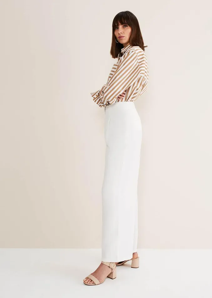 Women Phase Eight Trousers Bianca Wide Leg Suit Trousers Ivory