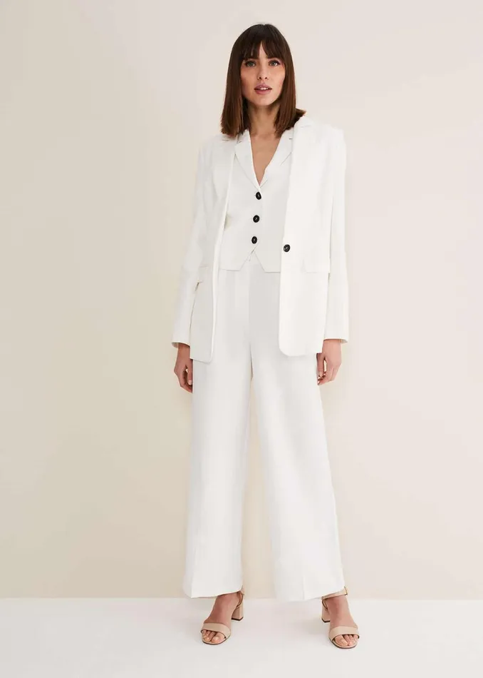 Women Phase Eight Trousers Bianca Wide Leg Suit Trousers Ivory