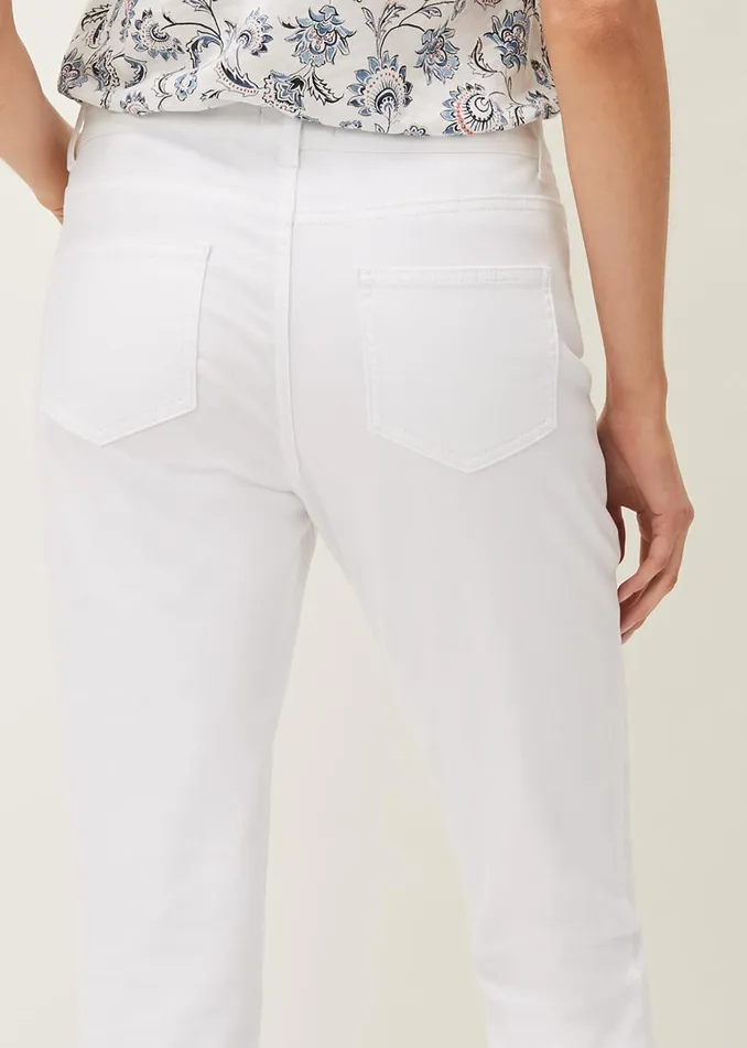 Women Phase Eight Trousers Bobbie Skinny Button Hem Jean White
