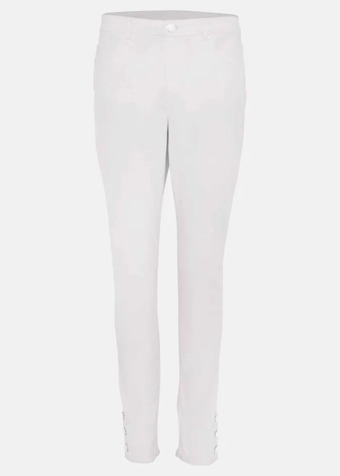 Women Phase Eight Trousers Bobbie Skinny Button Hem Jean White