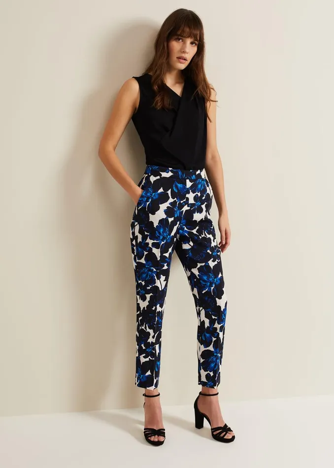 Women Phase Eight Trousers Caddie Floral Suit Trouser Blue
