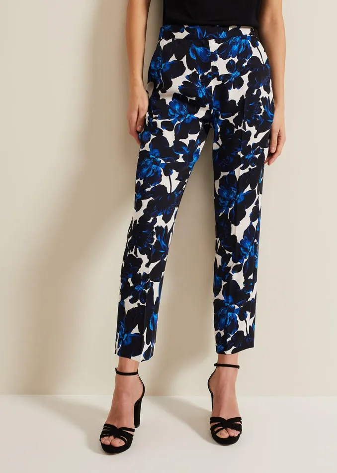 Women Phase Eight Trousers Caddie Floral Suit Trouser Blue